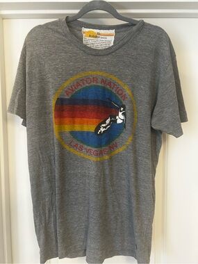 Aviator Nation Grey Tee with Yellow and Red Surf Graphic